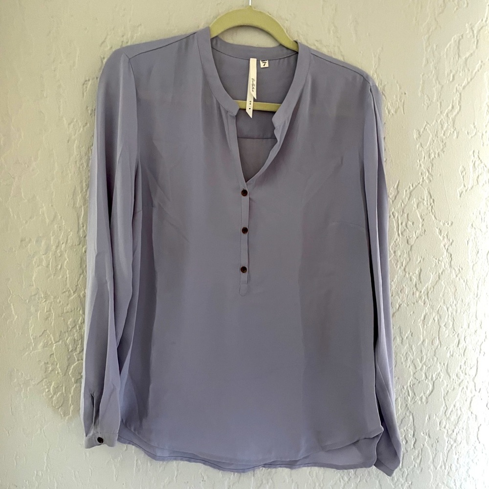 Gray Long Sleeve Chiffon Blouse - L